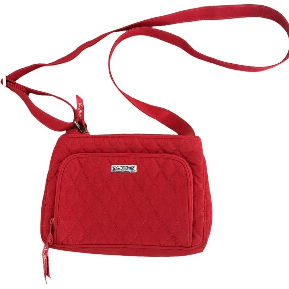 Vera Bradley Red Quilted Crossbody Bag Signature Cotton Travel Everyday Purse